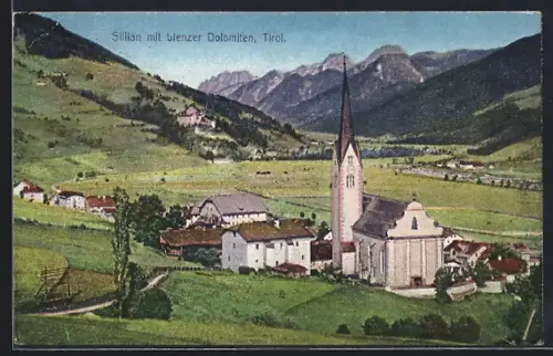 AK Sillian /Tirol, Kirche mit Lienzer Dolomiten