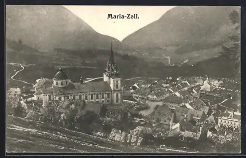 AK Maria-Zell, Teilansicht mit Kirche