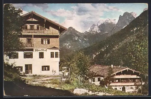 AK Kufstein, Hotel Pfandlhof mit Kaisergebirge