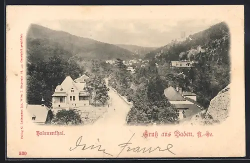 AK Baden, Strassenpartie im Helenenthal