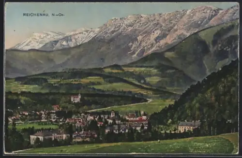 AK Reichenau /N.-Oe., Teilansicht mit Bergen