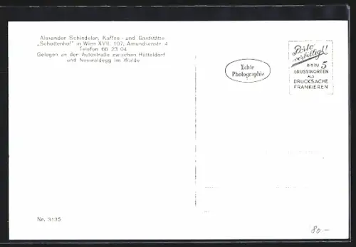 AK Wien, Kaffee und Gaststätte Schottenhof, Amundsenstr. 4