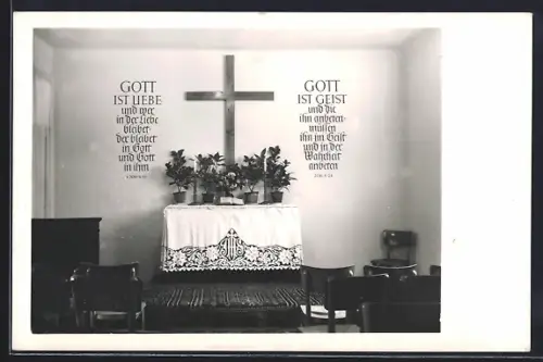 AK Wien-Hütteldorf, Evangelische Kapelle, Freyenturmgasse 18, Innenansicht