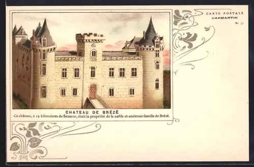 AK Brézé, Château de Brézé à 19 km de Saumur, propriété de la famille de Brézé