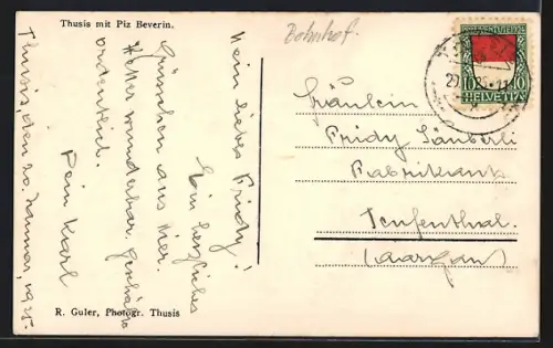 AK Thusis, Teilansicht mit Piz Beverin