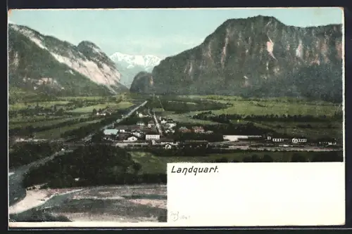 AK Landquart, Blick auf den Ort und ins Tal