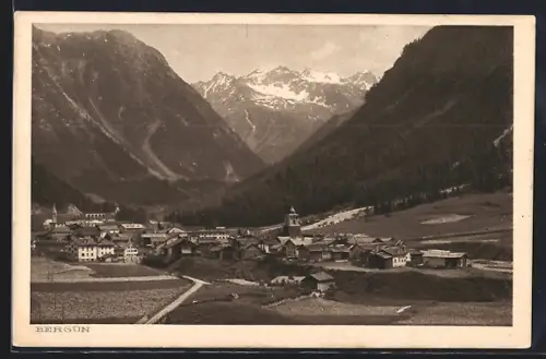 AK Bergün, Ortsansicht, Rhätische Bahn