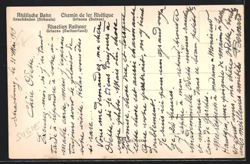 AK Bergün, Ortsansicht, Rhätische Bahn