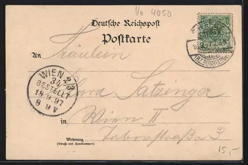 Lithographie Rheydt, Evangel. Kirche am Marktplatz, Kathol. Kirche, Bismarck-Denkmal