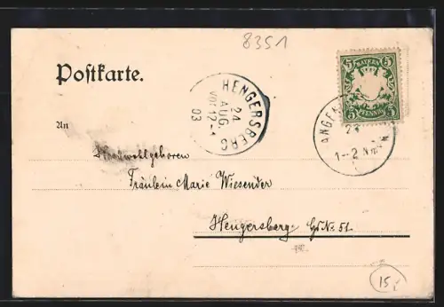 AK Moos / Niederbayern, Kirche, Wasserpartie im Ort