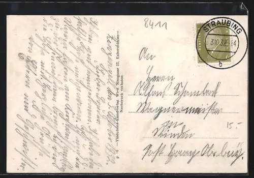 Künstler-AK Zinzenzell / Bayer. Wald, Teilansicht