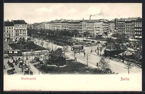 AK Berlin-Kreuzberg, Oranienplatz mit Strassenbahnen