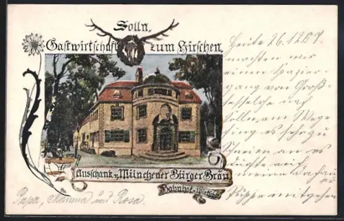 Künstler-AK München-Solln, Gasthaus zum Hirschen