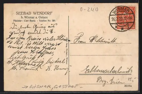 AK Wendorf / Wismar, Etablissement Seebad Wendorf