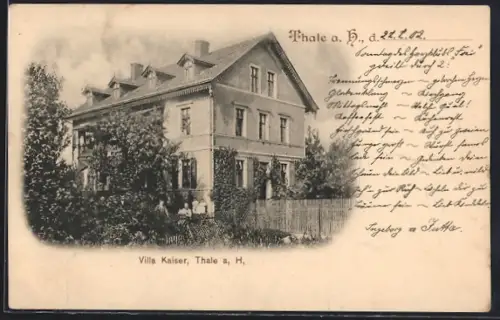 AK Thale a. H., Hotel-Pension Villa Kaiser mit Efeu berankt