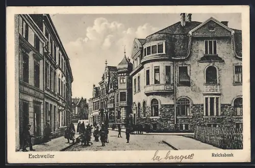 AK Eschweiler, Strassenpartie mit Reichsbank