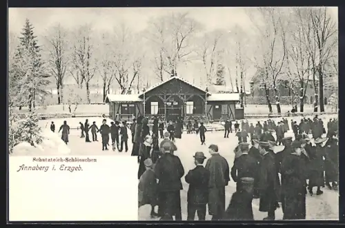 AK Annaberg i. Erzgeb., Gasthof Schutzteich-Schlösschen