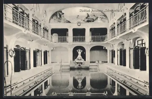 AK Annaberg / Erzgebirge, Blick in die Schwimmhalle im Stadtbad