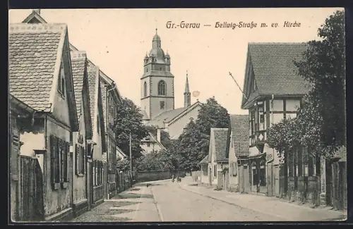 AK Gr.-Gerau, Hellwig-Strasse m. ev. Kirche