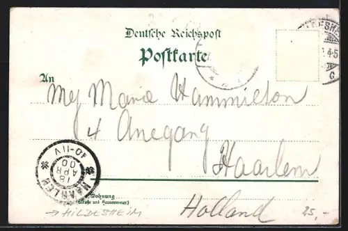 Lithographie Hildesheim, Restaurant, Aussichtsturm auf dem Galgenberge, Brockenblick