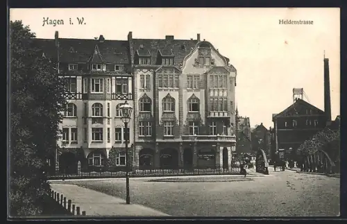 AK Hagen i. W., Heidenstrasse mit Brücke