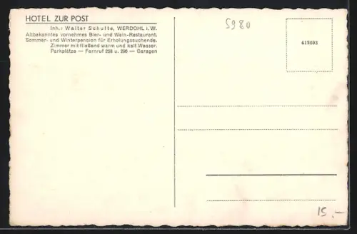 AK Werdohl i. W., Hotel zur Post
