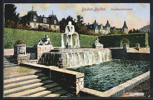 Künstler-AK Eugen Felle: Baden-Baden, Blick auf den Josefinenbrunnen