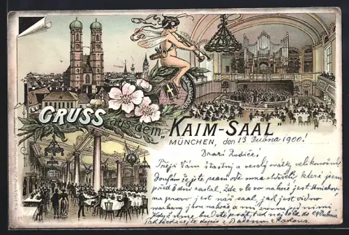 Lithographie München, Restaurant und Tanzsaal im Kaim-Saal in der Türkenstrasse