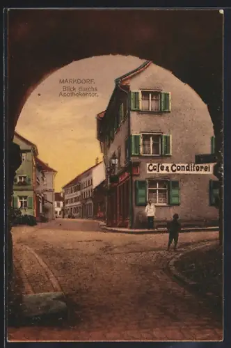 AK Markdorf, Café und Conditorei, Blick durchs Apothekentor