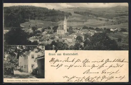 AK Grattersdorf, Gasthaus und Metzgerei L. Altmann, Totalansicht