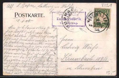 AK Lalling, Ortspartie mit Kirche