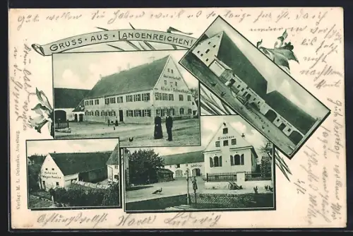 AK Langenreichen, Gasthaus von Alois Schmidbauer, Holz- und Wagen-Remise, Bräuhaus