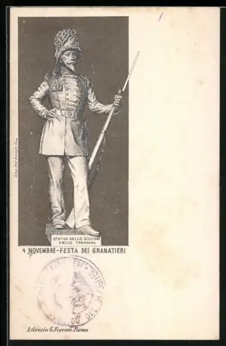 AK Statue eines Soldaten in Uniform, Statua dello Sculture Emilio Trombara