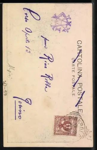 AK Statue eines Soldaten mit Wanderstock