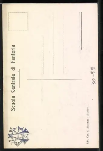 Künstler-AK Soldat in Uniform vor einer Explosion, Per Vincere Col Fante Ocni Destino