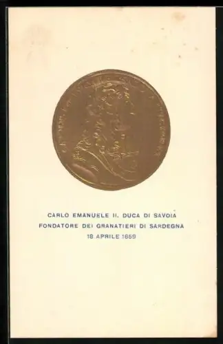 Präge-AK Carlo Emanuele II im Porträt