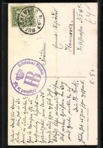 AK Münchner Kindl mit Bierkrug, Nur koa Wasser nöt