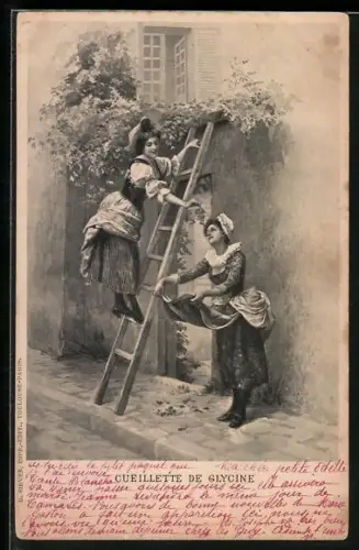 Künstler-AK Zwei Frauen bei der Weinernte