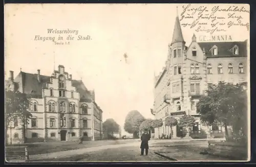 AK Weissenburg, Entrée de la ville avec bâtiments historiques