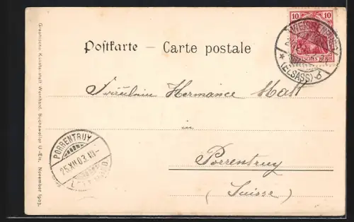 AK Weissenburg, Entrée de la ville avec bâtiments historiques