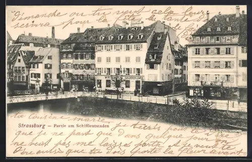 AK Strassburg, Partie am Schiffleutstaden mit Gasthaus zum goldenen Löwen