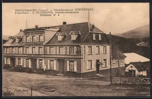 AK Wangenbourg /Vosges, Hôtel-Restaurant Schneeberg, propriétaire L. Fuchslock, cuisinier-restaurateur
