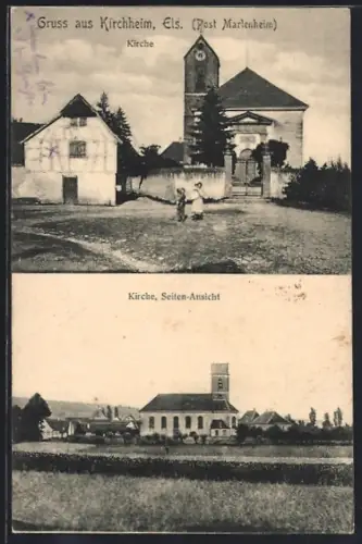 AK Kirchheim, Église vue de face et de côté