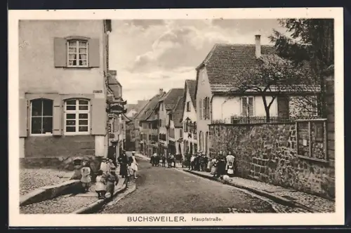 AK Buchsweiler, Hauptstrasse mit Schuhmacher