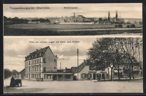 AK Oberhofen, Truppenübungsplatz, Platz am unteren Lager mit Hotel zum Hirsch