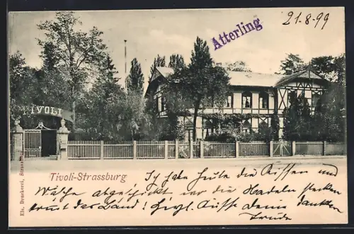 AK Strassburg, Restaurant Tivoli, Blick auf den Eingang