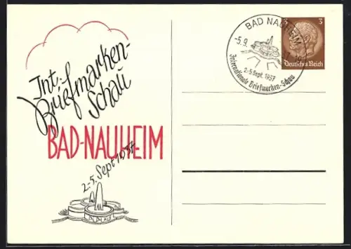 AK Bad Nauheim, Int. Briefmarkenschau 1937, Ganzsache