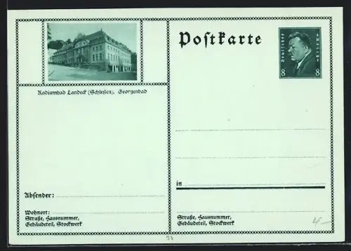 AK Landeck /Schlesien, Georgenbad, Ganzsache