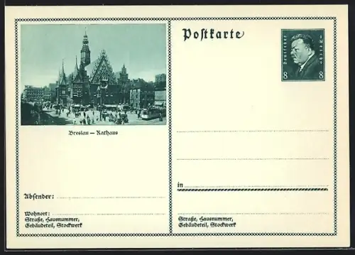 AK Breslau, Rathaus, Ganzsache
