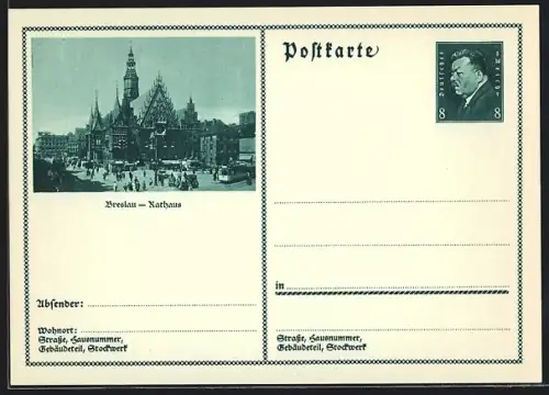 AK Breslau, Rathaus, Ganzsache